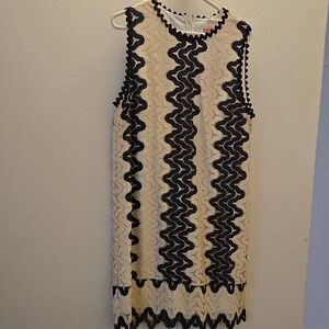 Kate Spade Black and Cream Wave Pattern Mini Dress NWT